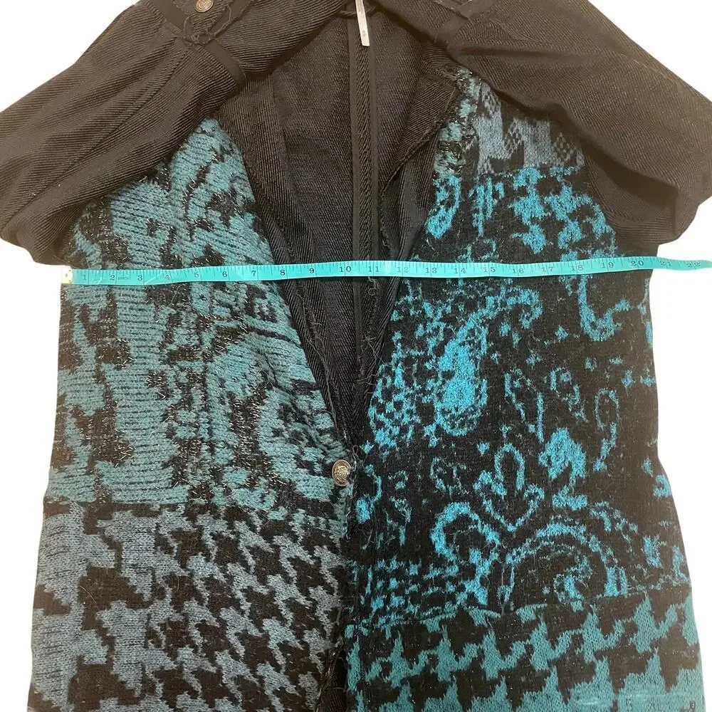 Free People Better Together Blazer M | Mixed Knit Jacquard Open Front, Oversized